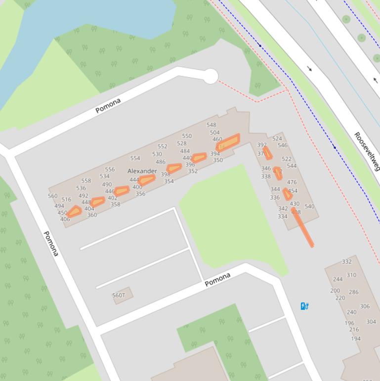 Kaart van postcodegebied 6708CR.