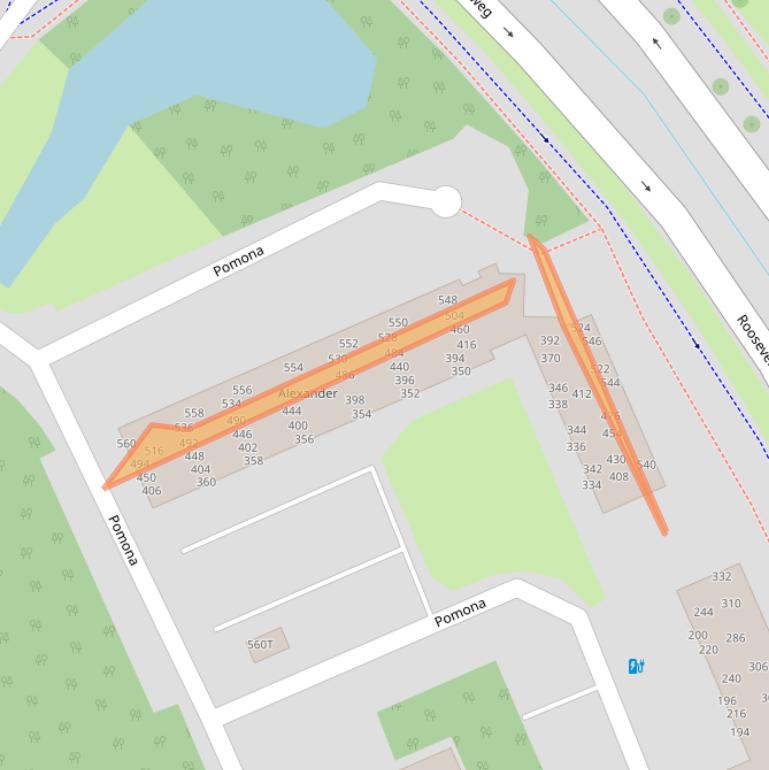 Kaart van postcodegebied 6708CT.