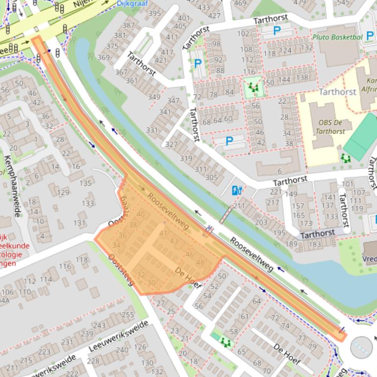 Kaart van postcodegebied 6708DC.