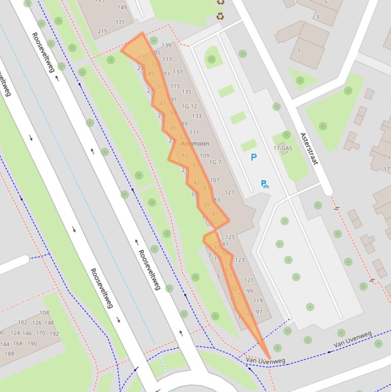 Kaart van postcodegebied 6708DJ.