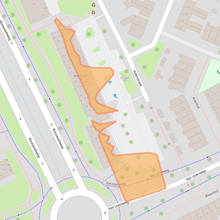 Kaart van postcodegebied 6708DK.