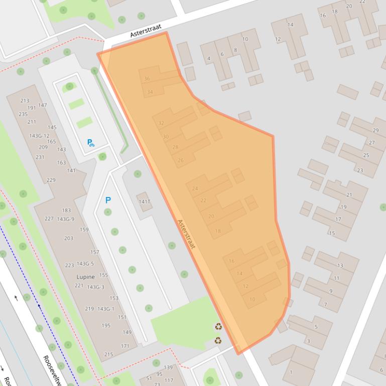 Kaart van postcodegebied 6708DZ.