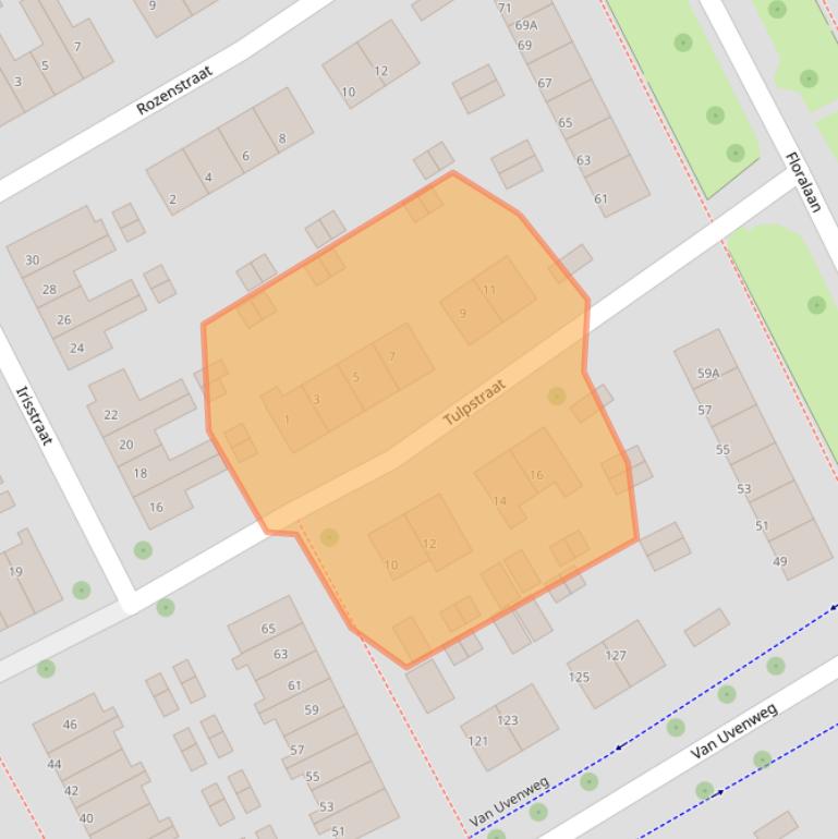 Kaart van postcodegebied 6708EG.