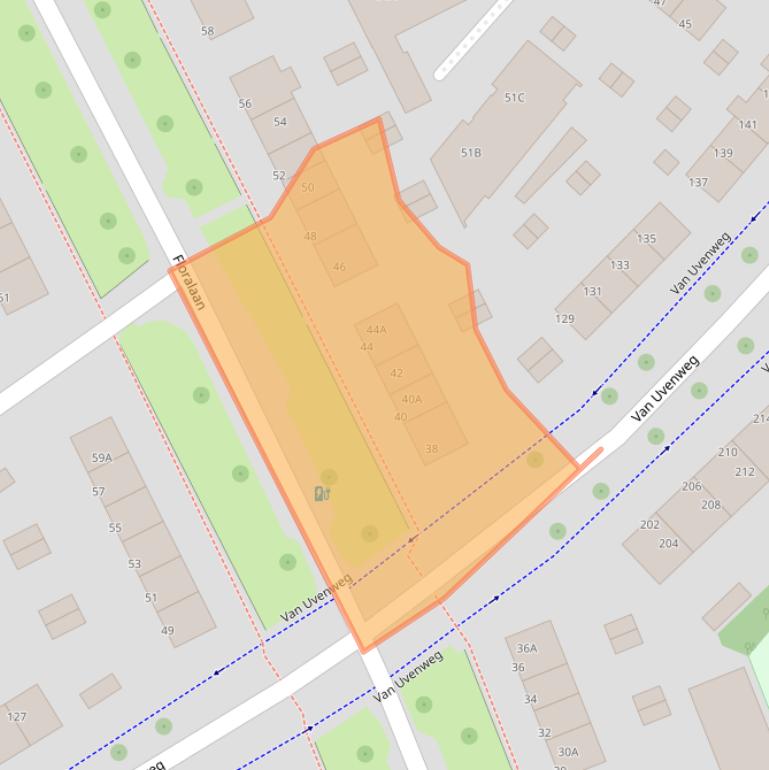 Kaart van postcodegebied 6708EJ.