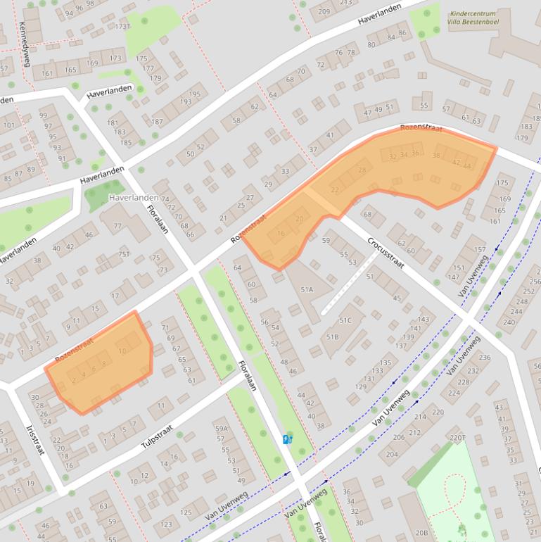 Kaart van postcodegebied 6708EP.