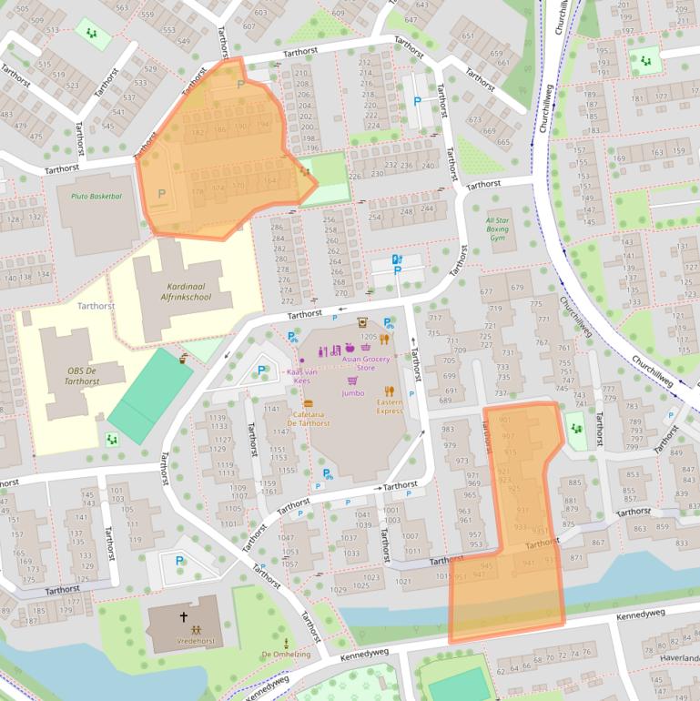 Kaart van postcodegebied 6708JE.