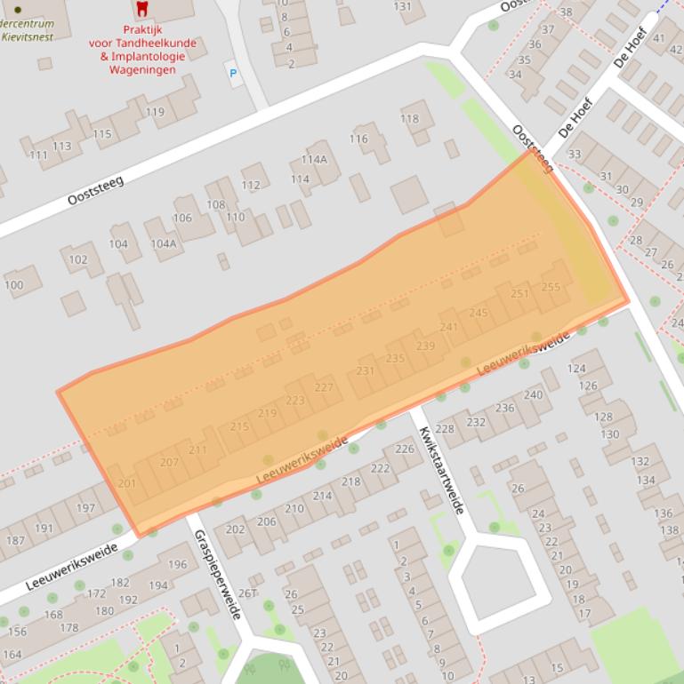 Kaart van postcodegebied 6708LJ.