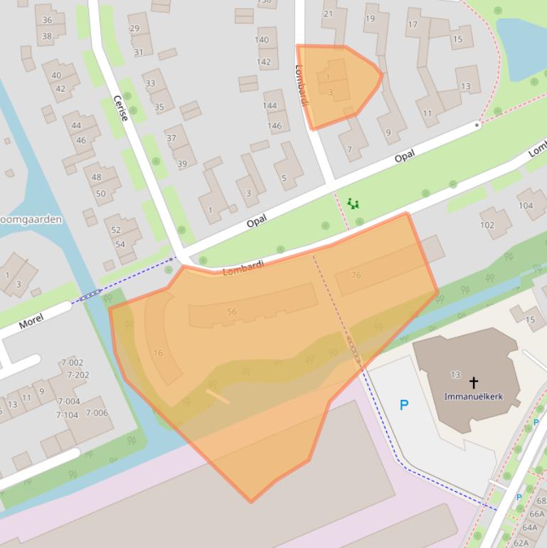 Kaart van postcodegebied 6708LT.