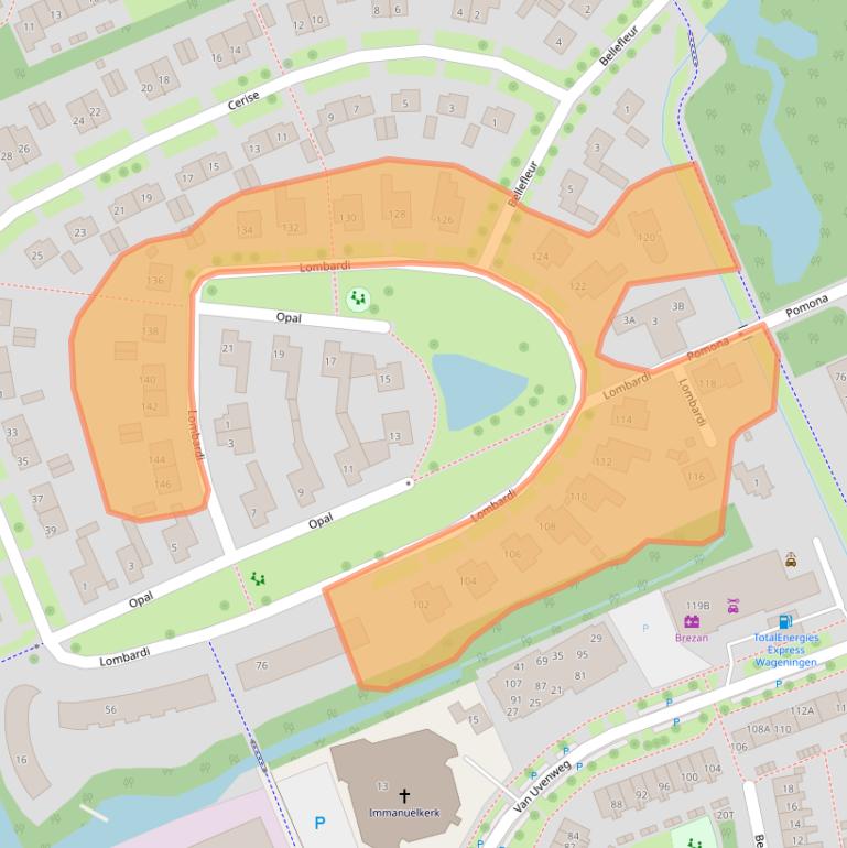 Kaart van postcodegebied 6708LV.