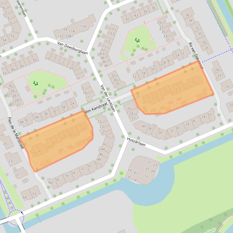 Kaart van postcodegebied 6708MH.