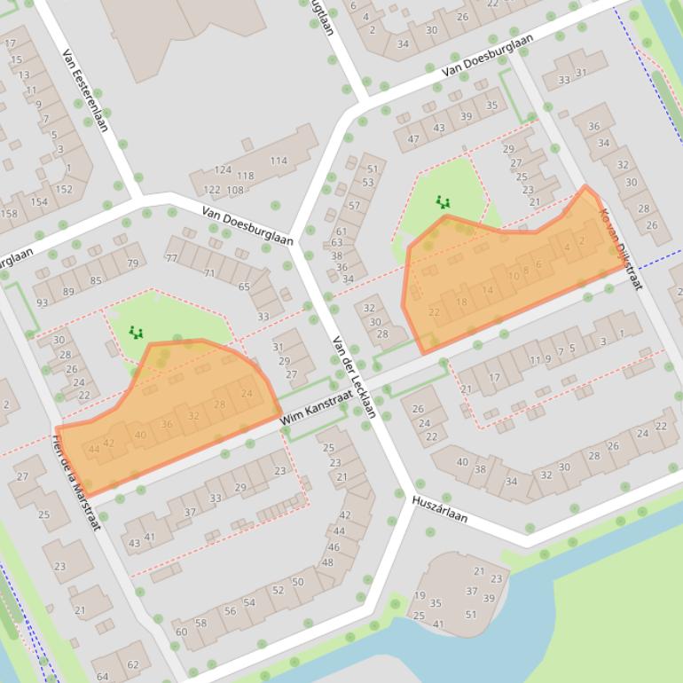 Kaart van postcodegebied 6708MJ.