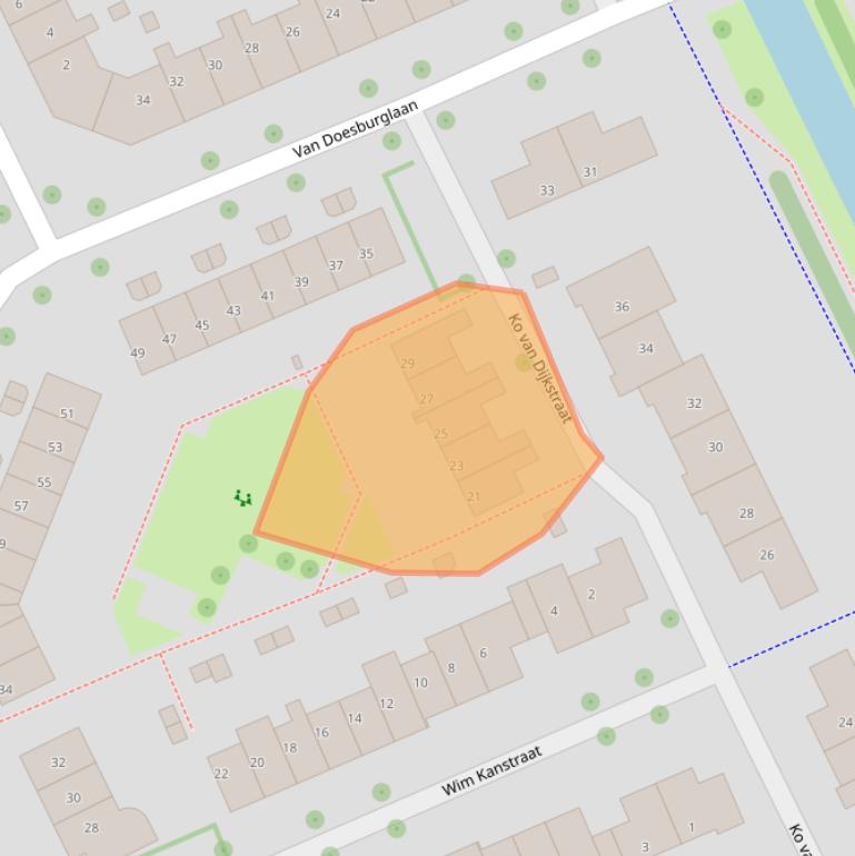 Kaart van postcodegebied 6708MK.