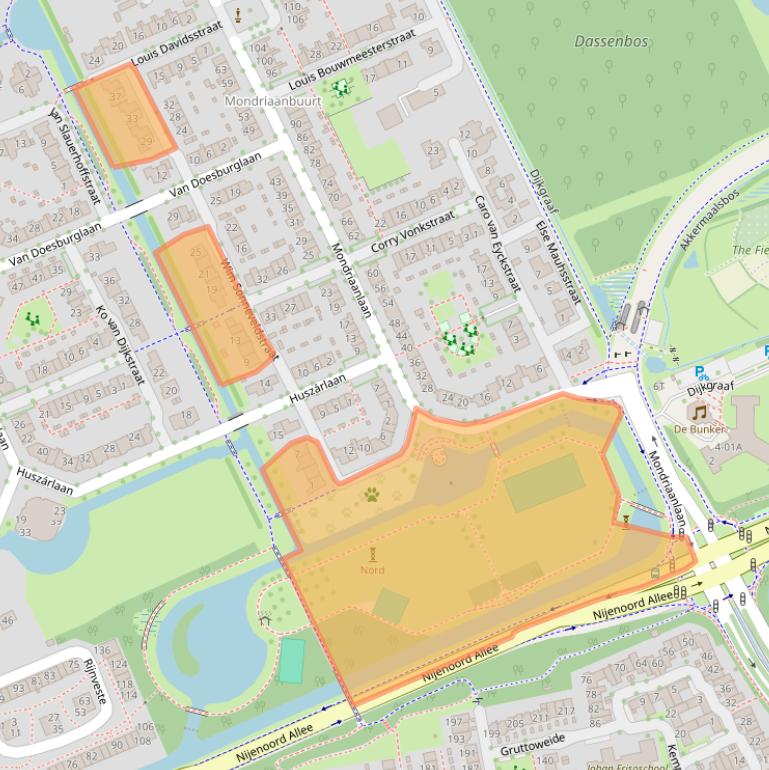 Kaart van postcodegebied 6708NA.