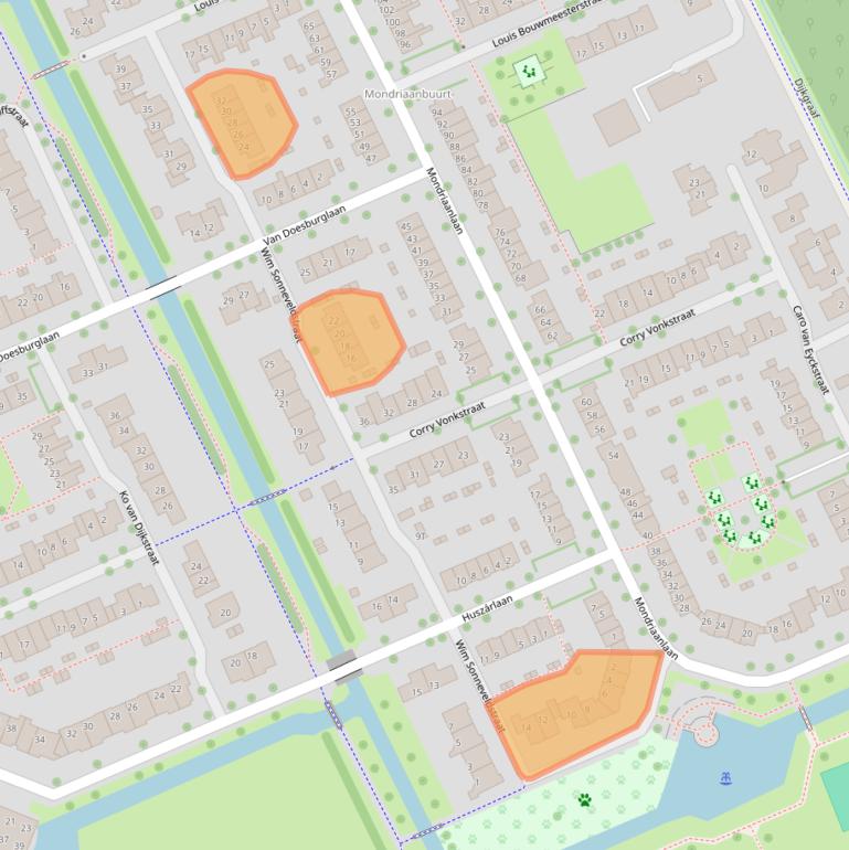 Kaart van postcodegebied 6708NB.