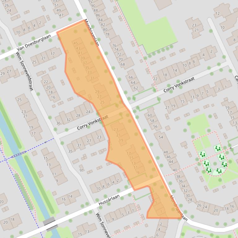 Kaart van postcodegebied 6708NE.