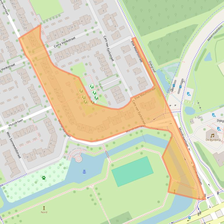 Kaart van postcodegebied 6708NG.