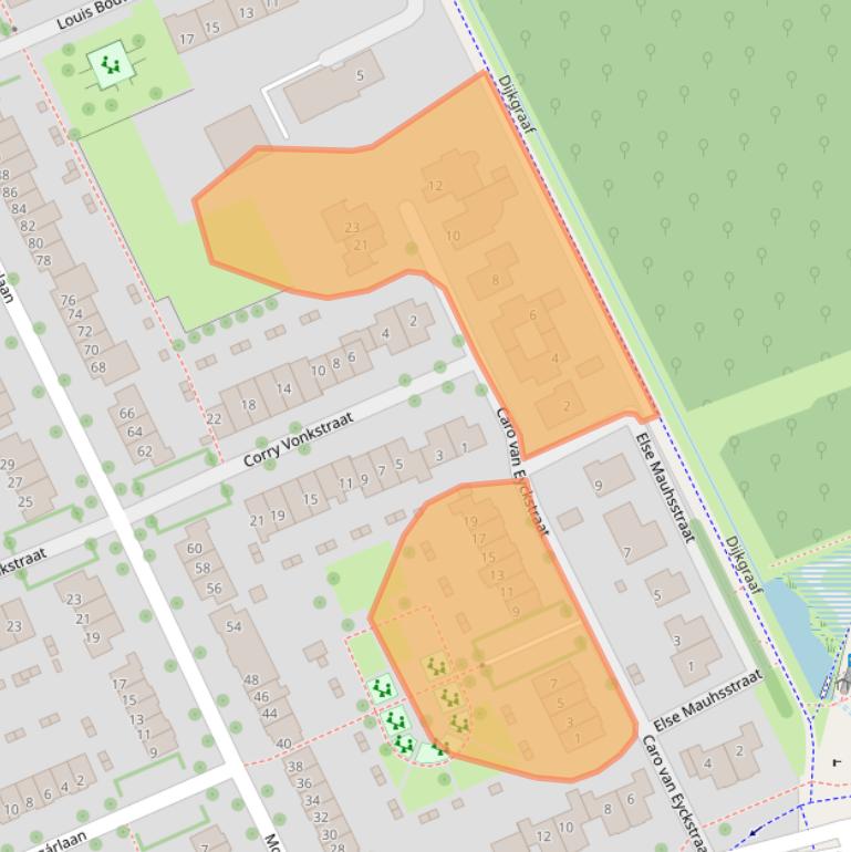 Kaart van postcodegebied 6708NH.