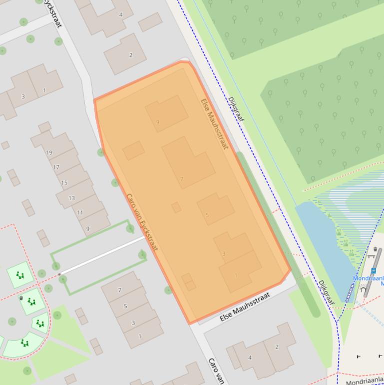 Kaart van postcodegebied 6708NJ.