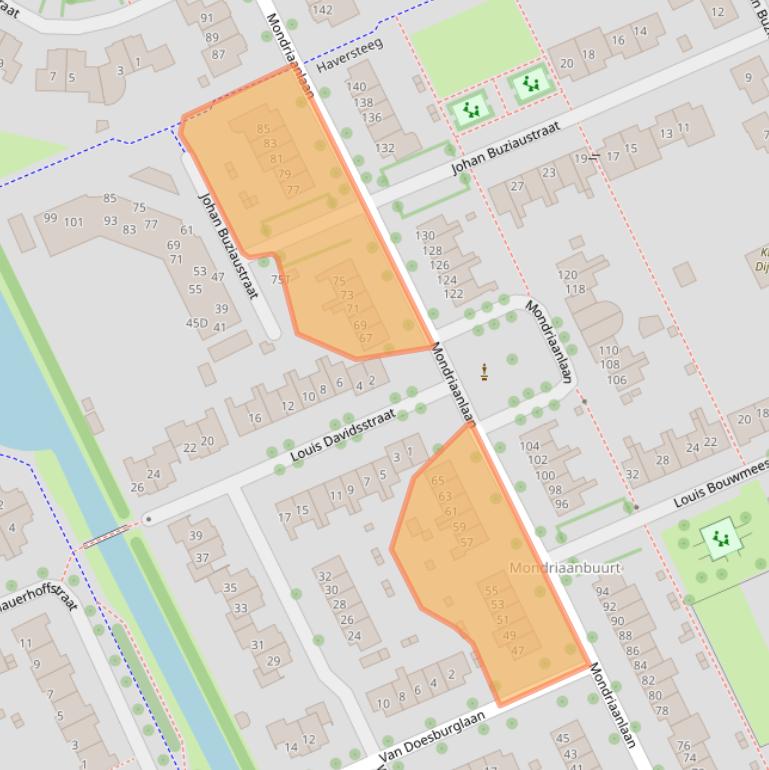 Kaart van postcodegebied 6708NK.