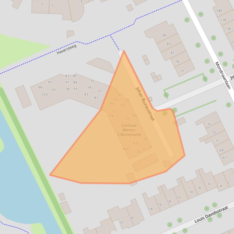 Kaart van postcodegebied 6708NR.