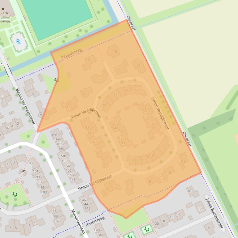 Kaart van postcodegebied 6708NW.