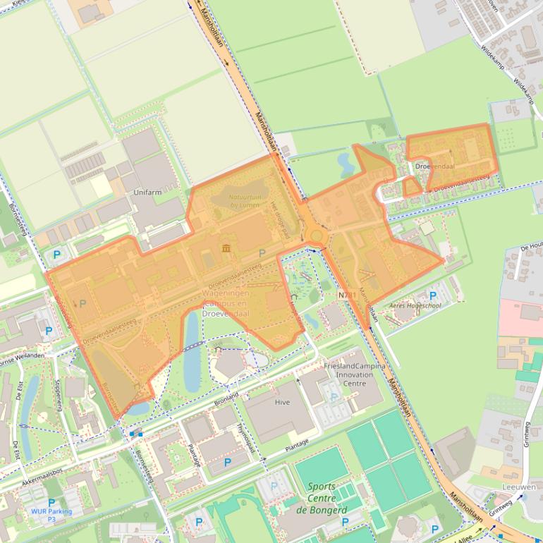 Kaart van postcodegebied 6708PB.