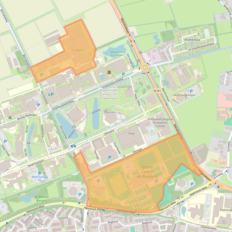 Kaart van postcodegebied 6708PE.