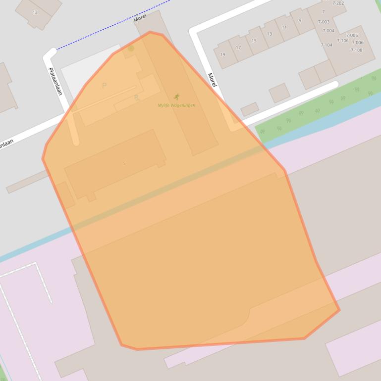 Kaart van postcodegebied 6708PT.