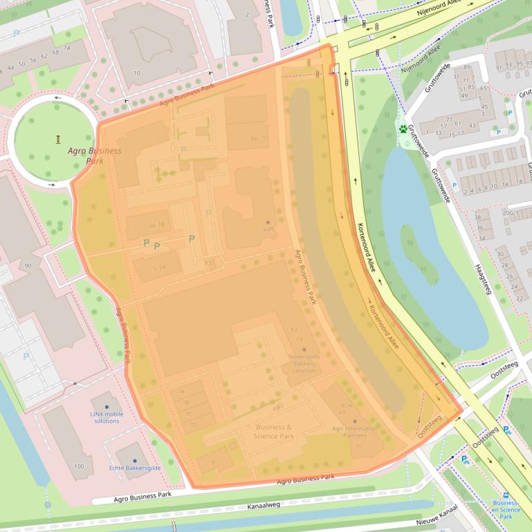 Kaart van postcodegebied 6708PV.