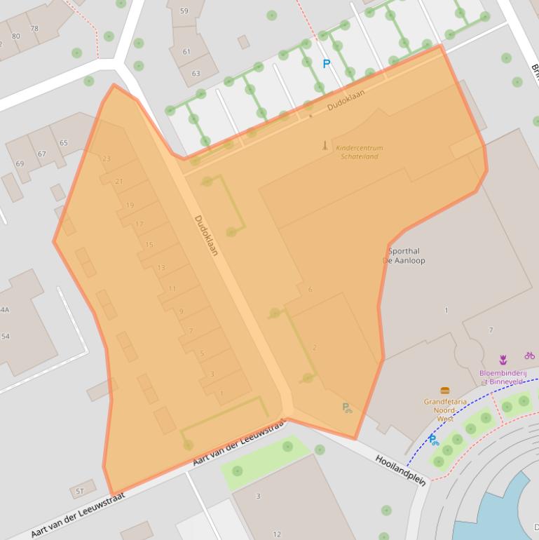 Kaart van postcodegebied 6708RP.