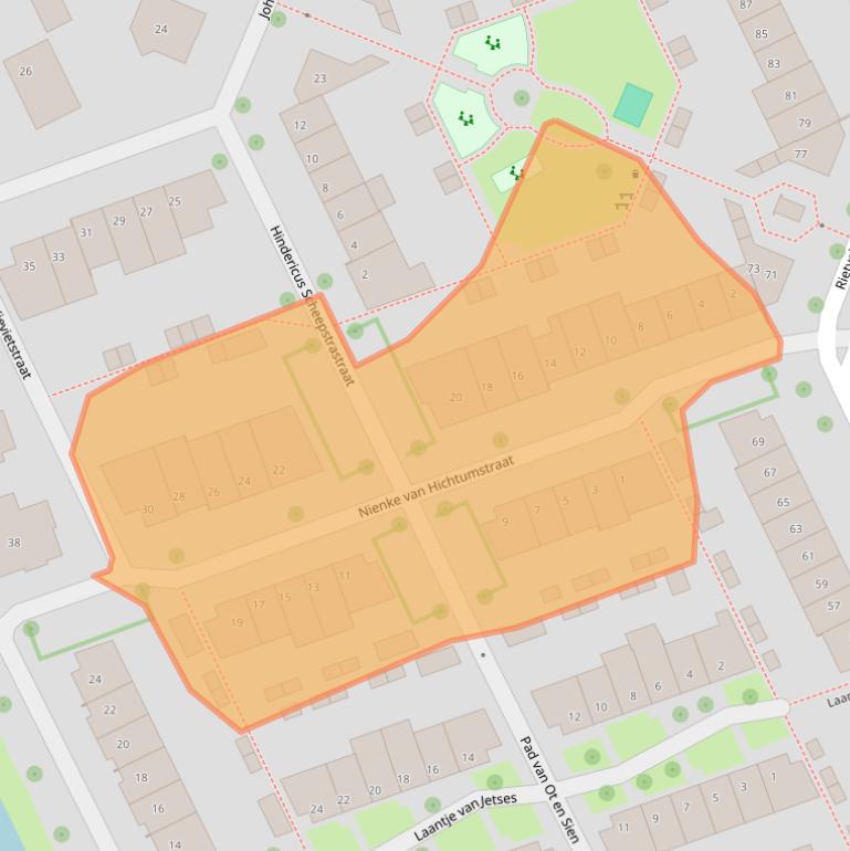 Kaart van postcodegebied 6708SE.