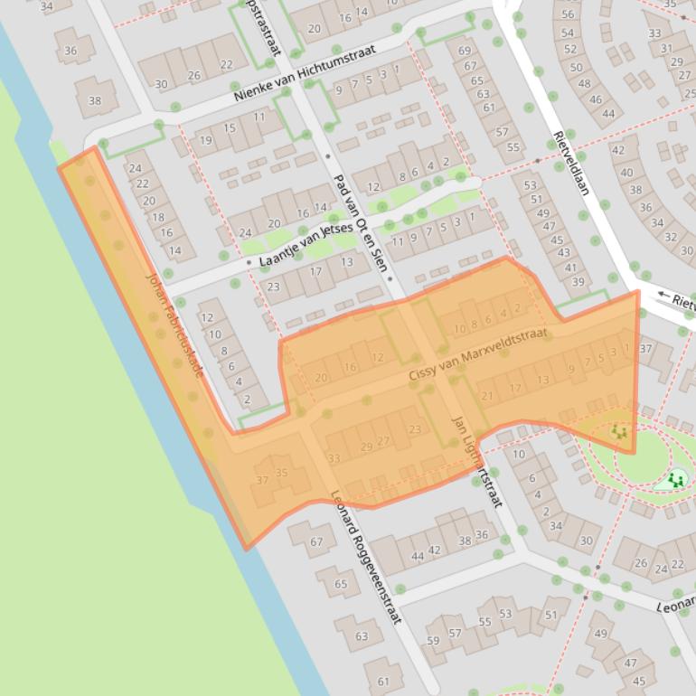 Kaart van postcodegebied 6708SJ.