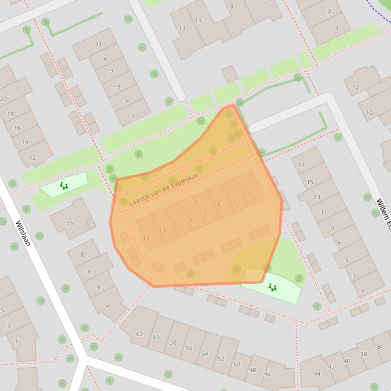 Kaart van postcodegebied 6708TA.