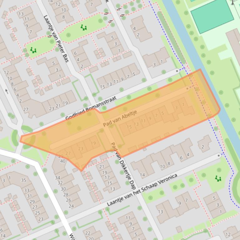 Kaart van postcodegebied 6708TD.