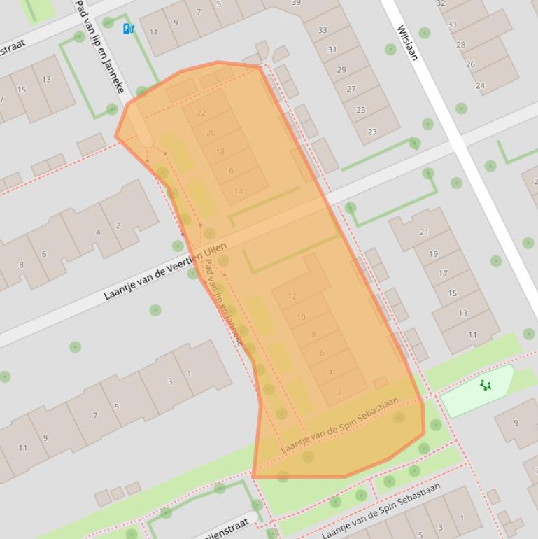 Kaart van postcodegebied 6708TG.