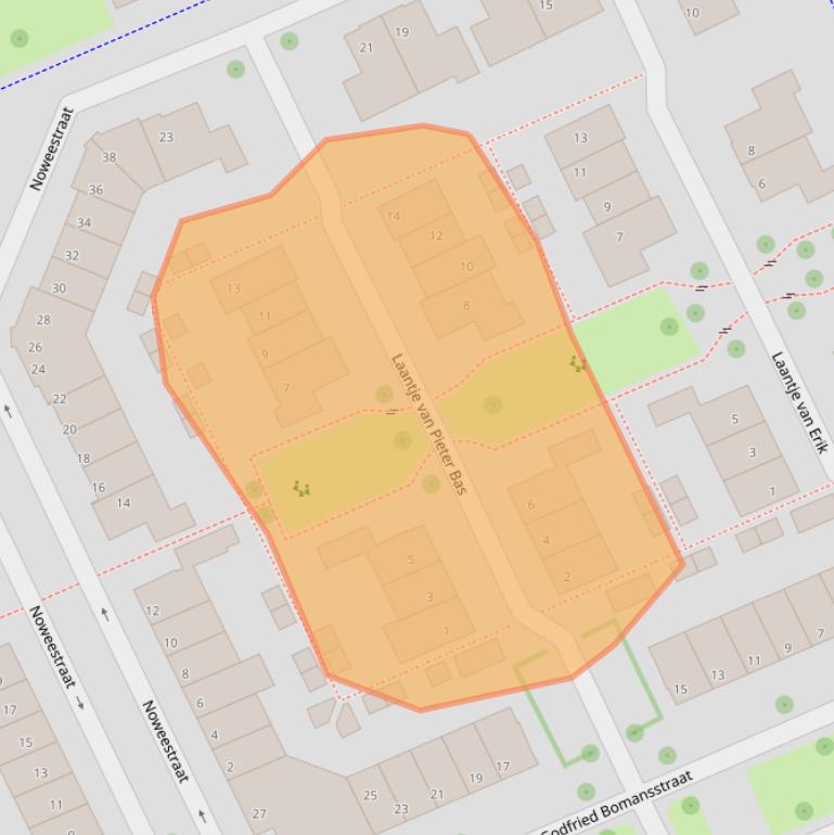 Kaart van postcodegebied 6708TM.