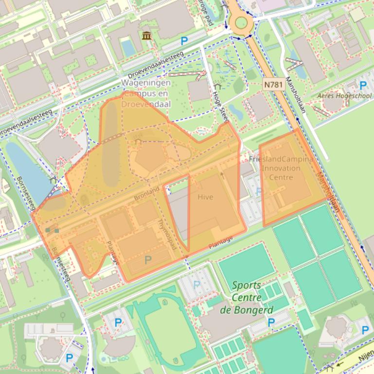 Kaart van postcodegebied 6708WH.