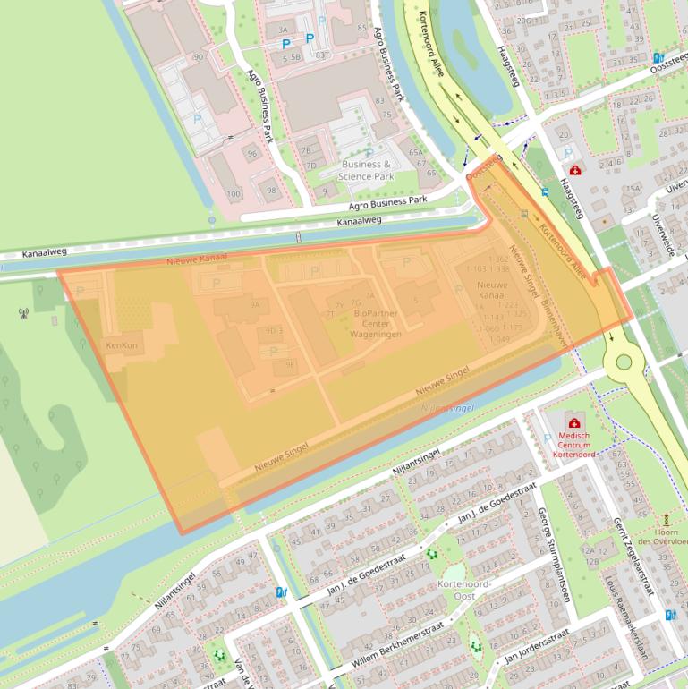 Kaart van postcodegebied 6709PA.