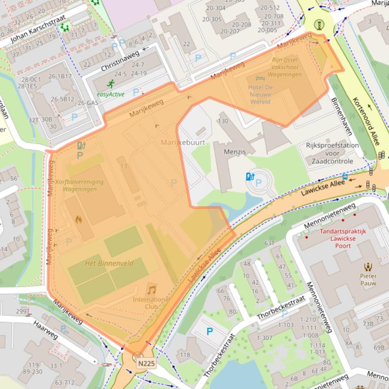 Kaart van postcodegebied 6709PE.