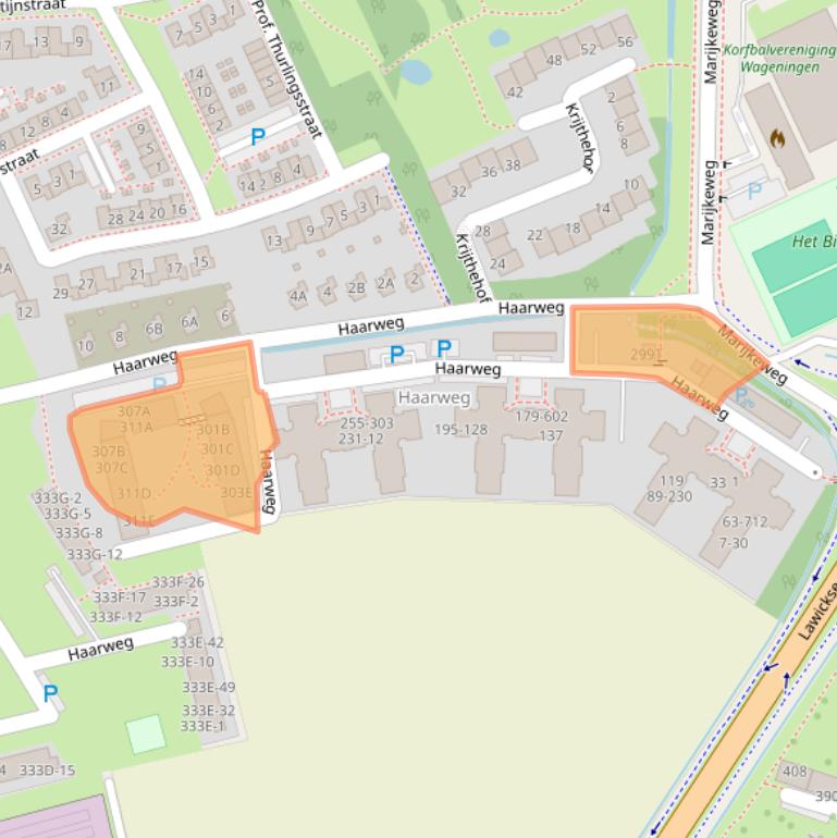 Kaart van postcodegebied 6709RX.