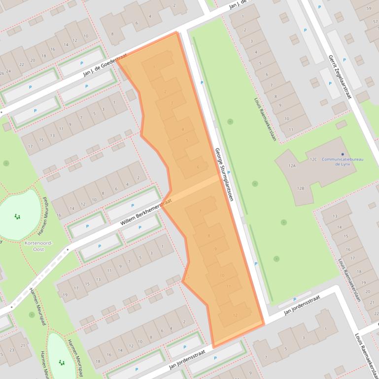 Kaart van postcodegebied 6709TC.