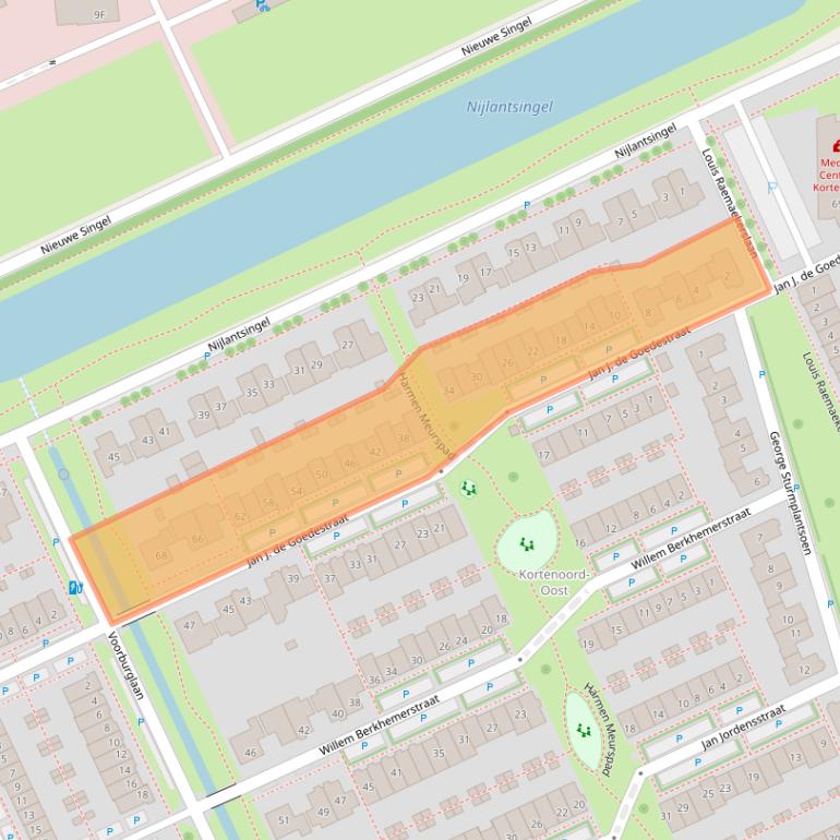 Kaart van postcodegebied 6709TE.