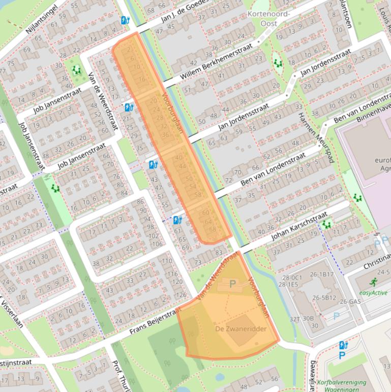 Kaart van postcodegebied 6709TS.