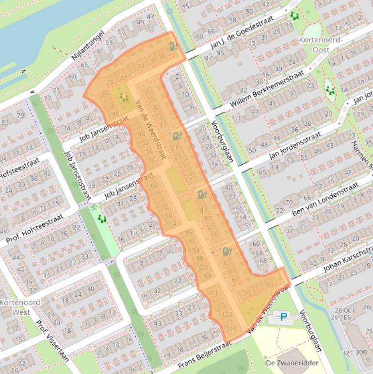 Kaart van postcodegebied 6709TT.