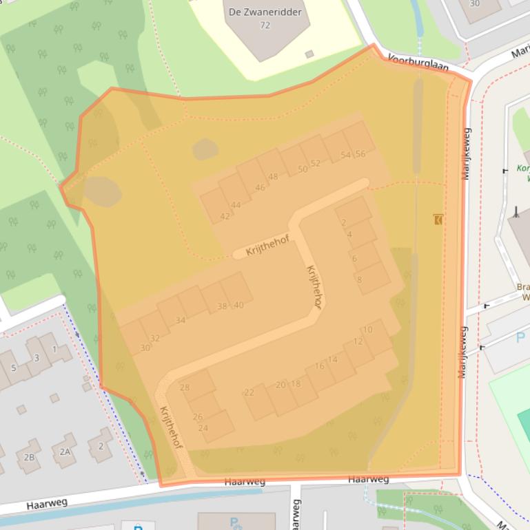 Kaart van postcodegebied 6709TZ.