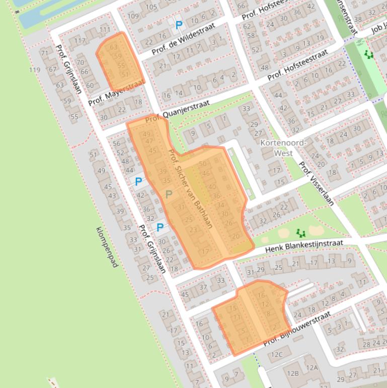 Kaart van postcodegebied 6709VJ.