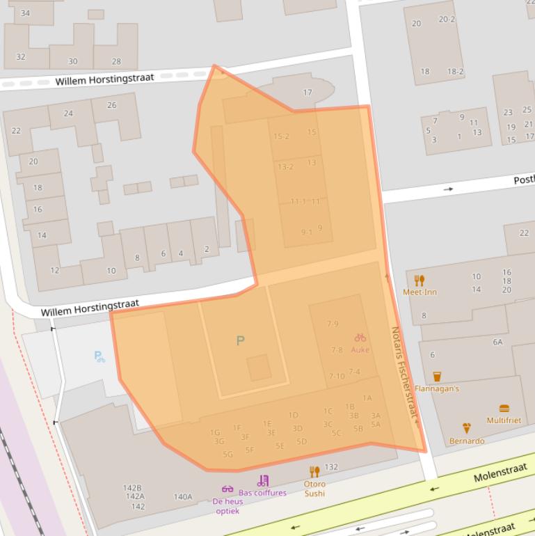 Kaart van postcodegebied 6711BA.