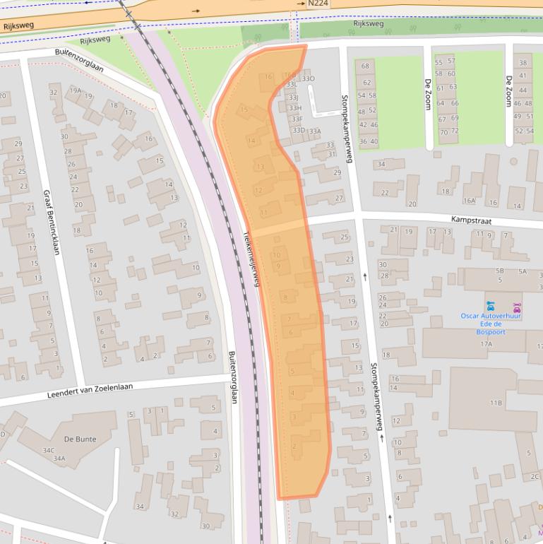 Kaart van postcodegebied 6711BH.