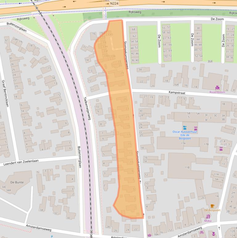 Kaart van postcodegebied 6711BJ.