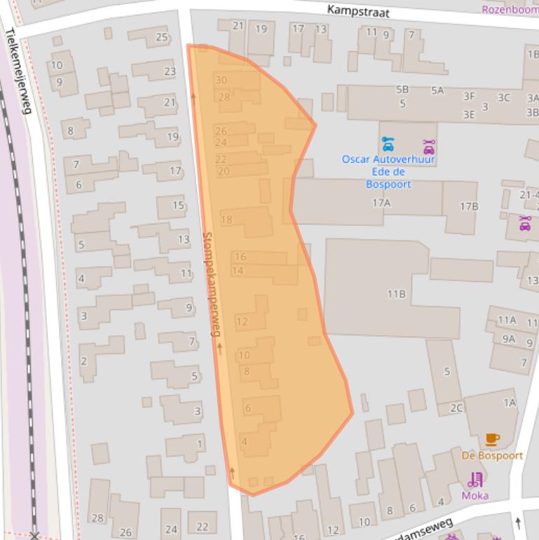 Kaart van postcodegebied 6711BK.